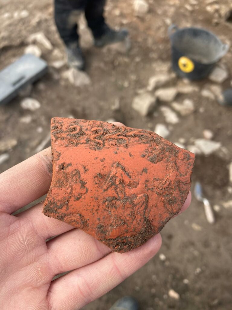 Sherd of glazed samian ware excavated in Milecastle 46.