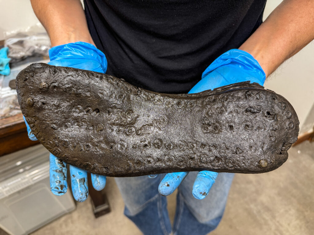 Giant ancient leather shoe sole from Magna excavation